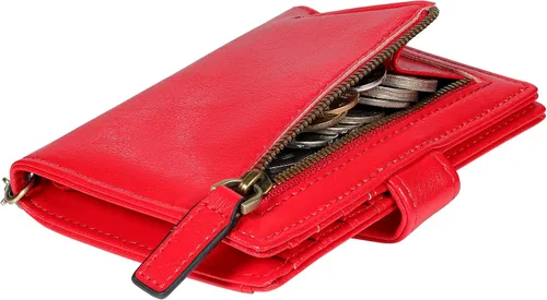 Vista 5 de Travelambo Rfid Wallet - Cartera de cuero para mujer, Rojo -, Moda