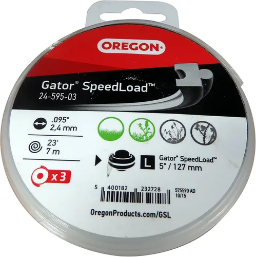 Vista 2 de Oregon Línea de recortadora Gator SpeedLoad 24-595-03, 0.095", paquete de 3, LG