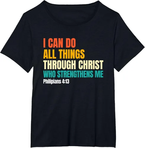 Vista 27 de I Can Do All Things Through Christ Christian Faith Camiseta, Negro, S
