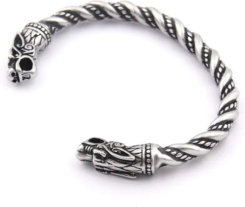 Vista 2 de BAVIPOWER Pulsera de acero inoxidable Viking Wolf Torc, Metal, n