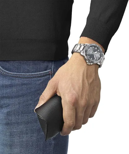 Vista 5 de Tissot Seastar 1000 Powermatic 80 316L - Correa de reloj automática suiza color gris 21 modelo T1204071108101