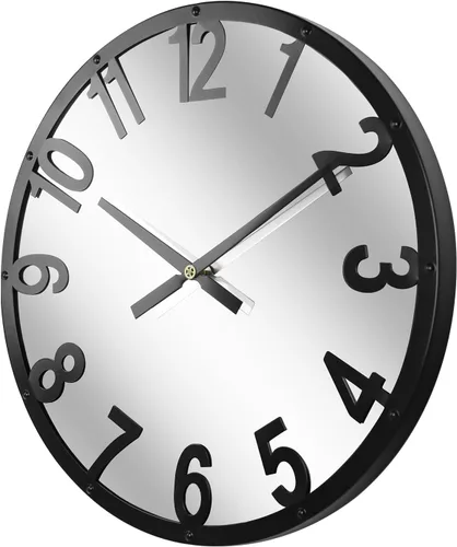 Vista 10 de Reloj de pared grande para sala de estar, número arábigo Gold Gear Negro dorado