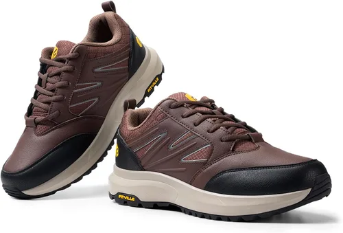 Vista 7 de FitVille Zapatos de senderismo anchos para hombre, repelentes al agua, para exteriores, zapatos de trabajo con soporte de arco, núcleo resistente