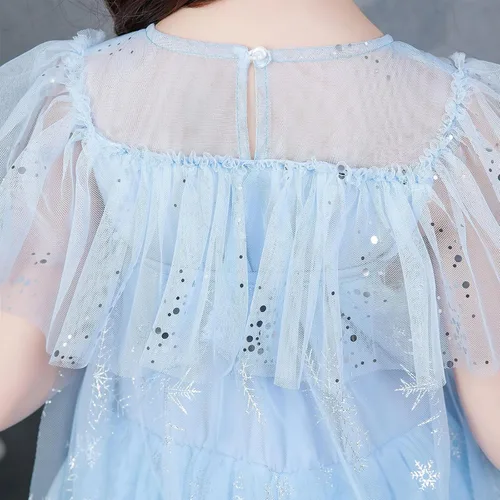 Vista 6 de TSIZFXI Elsa - Vestidos de princesa para niñas, fiesta de cumpleaños con accesorios de 3 a 8 años