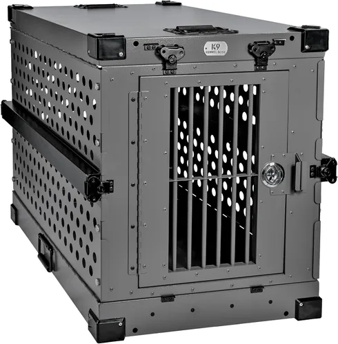 Vista 23 de K9 Kennel Boss - Jaula para Perros de Aluminio Resistente con Recubrimiento en Polvo Completamente Plegable - Pequeña (Negro)