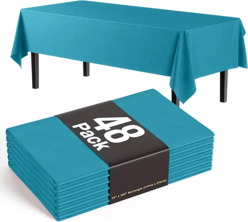 Vista 39 de Exquisite Mantel rectangular negro de 54 x 108 pulgadas, paquete de 48