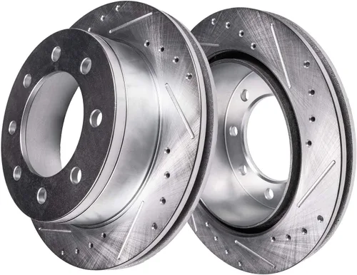 Vista 132 de Detroit Axle - Rotores de freno para Ford 2013-2019 Explorer Taurus Flex Lincoln MKT MKS, rotores de freno de disco ranurados perforados de repuesto