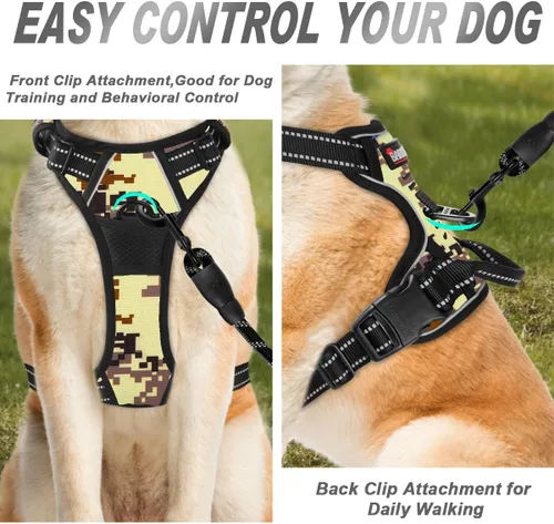 Vista 2 de BARKBAY - Arnés para perro sin tirones con clip frontal, material resistente y reflectante, asa de fácil control para pasear perros grandes