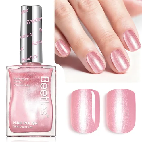 Vista 15 de Beetles - Esmalte de uñas morado – Violeta nublado de 0.51 onzas líquidas, esmalte de uñas morado pastel con purpurina de secado rápido para uñas