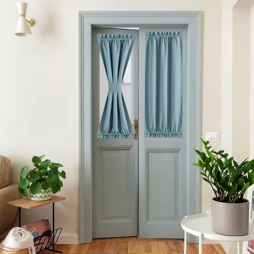 Vista 54 de NICETOWN Cortinas de Lino para Puerta Lateral - Cortinas Opacas con Aislamiento Térmico para Puerta Delantera Francesa para Sombra Pequeña