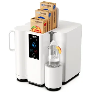 LANG WATER The Well Sistema de filtración de agua, mineralización y saborizante, kit de filtro de agua potable para encimera con 3 filtros, 2