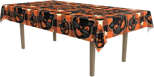 Vista 4 de Beistle Mantel de tela de araña, 54 x 108 pulgadas, mantel de plástico, rectangular, mantel de Halloween, mantel de vacaciones, mantel de plástico