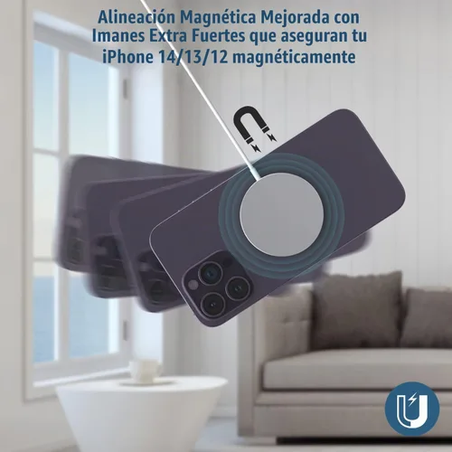 Vista 4 de Cargador inalámbrico magnético para iPhone, almohadilla de carga MagSafe USB C de 15 W, cable de carga magnética rápida tipo C de 3.3 pies
