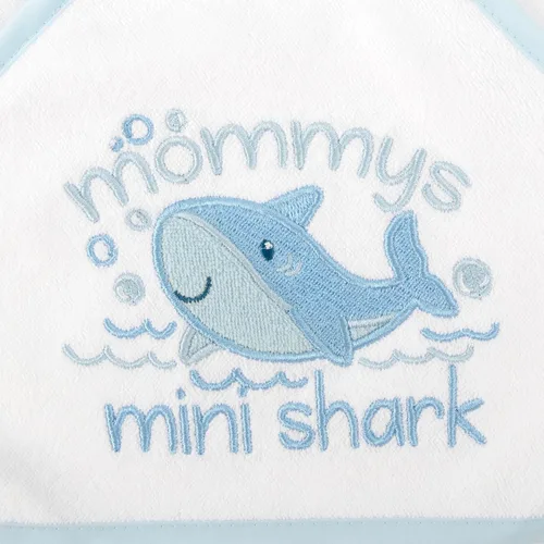 Vista 3 de Juego de toallas de baño con capucha para bebés y niños de 6 a 12 meses (azul tiburón mini)