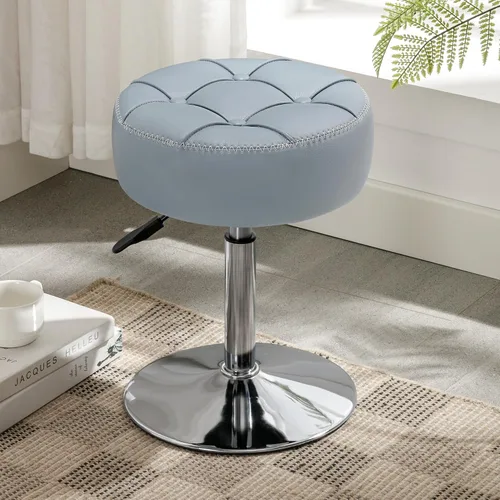 Vista 10 de LUE BONA Taburete de tocador ajustable, silla giratoria de 360° para sala de maquillaje, taburete negro para tocador, pequeños taburetes de tocador