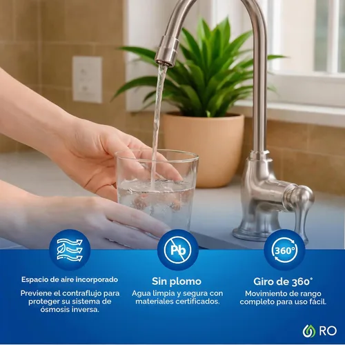 Vista 4 de Kind Water Sistema de agua potable de ósmosis inversa de 6 etapas con grifo de níquel cepillado (níquel cepillado)