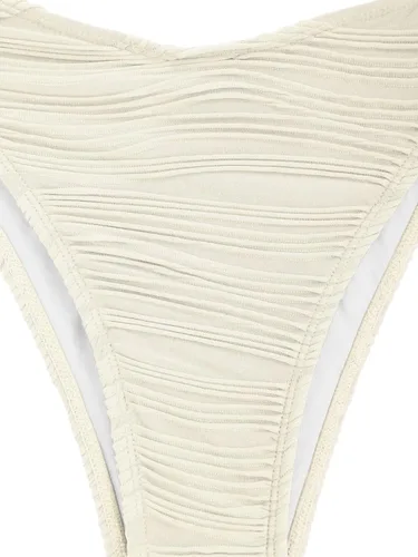 Vista 8 de ZAFUL Traje de baño bandeau de 2 piezas para mujer, conjunto de bikini bandeau acanalado con cordones sin tirantes, trajes de baño de corte alto
