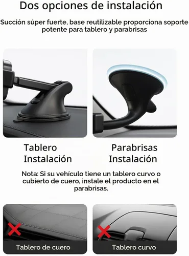 Vista 3 de Soporte universal para teléfono de automóvil, para salpicadero/parabrisas, succión al vacío, con succión más fuerte, soporte de automóvil