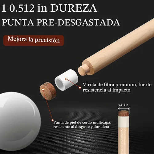Vista 5 de lotmusic Advanced Pool Stick with Telescopic Cue Extension, Original Dyeing Brown Cue Sticks for Billiard Enthusiasts, 58'' Pool Cue Set with