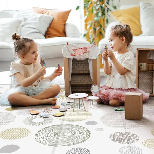 Vista 5 de Alfombra de Juego Plegable para Bebé, PIGLOG 50X50 Alfombra de Pañal Impermeable para Bebés y Niños Pequeños, Alfombra de Espuma Segura para Tiempo