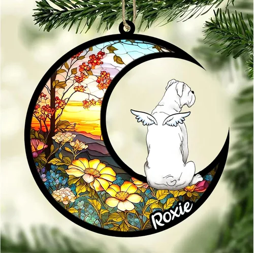 Vista 552 de LOVELYPOD Adorno de Navidad personalizado para perro Basset Hound (marrón) Basset Hound (marrón) adorno para atrapasoles de perro, razas de perros