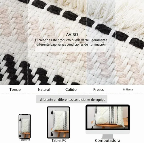 Vista 9 de Fundas de Almohadas Decorativas Boho con Mechones para Sofá Cama, Funda de Almohada Lumbar Pequeña de 12 x 20 Pulgadas, Funda de Almohada de Acento