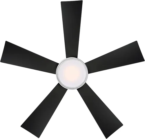 Vista 9 de Ventilador inteligente de techo con 5 aspas, accesorio de luz LED y control de pared para interiores o exteriores y para iOS o Android, Alexa