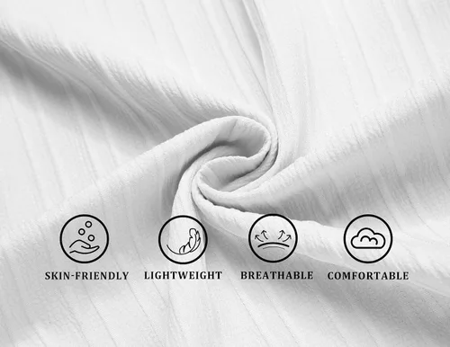 Vista 4 de COOFANDY Camisas casuales de manga corta con botones para hombre, camisa de playa con textura de moda para verano