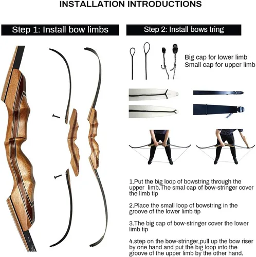 Vista 3 de DEERACE Archery 58" 60" Hunting Recurve Bow, Bow and Arrow Set for Adults Youth Beginner Hunting Targeting Archery
