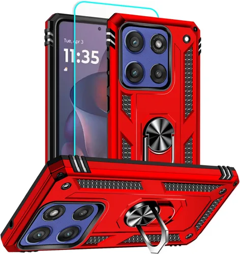 Vista 35 de HNHYGETE Funda para Motorola Edge 2025 con protector de pantalla: soporte giratorio de grado 360° (antideslizante) protección contra caídas y golpes