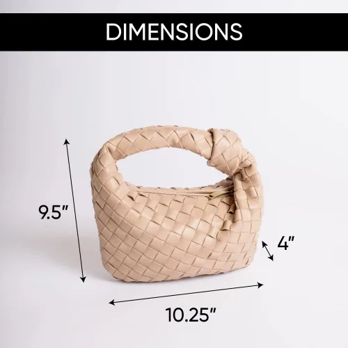 Vista 2 de Bolso de mano tejido de piel sintética suave para mujer, bolso de hombro tejido, bolso de mano casual, bolso de mano para mujer, bolso de mano