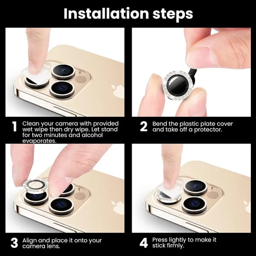 Vista 7 de Tensea Protector de lente de cámara para iPhone 13 Pro/iPhone 13 Pro Max, cubierta de protección para cámara, protector de pantalla de vidrio