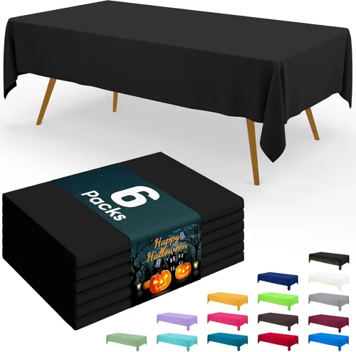 Vista 10 de Smiry - Juego de 6 manteles desechables, 54 x 78 pulgadas, manteles impermeables rectangulares para fiestas, cubierta de mesa de plástico