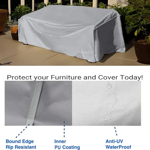 Vista 2 de Fundas impermeables para muebles de patio, 39 x 24 x 28 pulgadas, funda 600D para muebles de exterior, funda para sofá seccional, funda para sillas