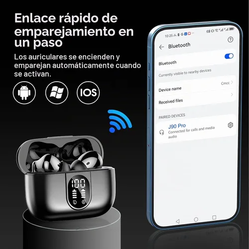 Vista 6 de Csasan Auriculares inalámbricos Bluetooth 5.3, auriculares intraurales de reproducción de 40 horas, mini auriculares Bluetooth con micrófono ENC