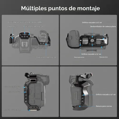 Vista 5 de SmallRig Kit de jaula C R5/R6/R5 para Canon R5/R6/R5 C, kit de mano para cámara con mango superior y abrazadera para cable - 3830