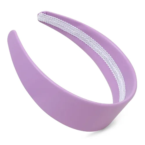 Vista 2 de Diademas moradas para mujer, de 2 pulgadas de ancho, banda gruesa de piel sintética color lavanda para mujeres y niñas, banda de plástico duro