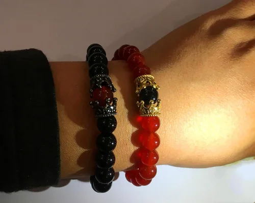 Vista 6 de LIDU Pulsera de amor de tamaño King y Queen Teir Friendship de 0315in Cristal Piedras semipreciosas