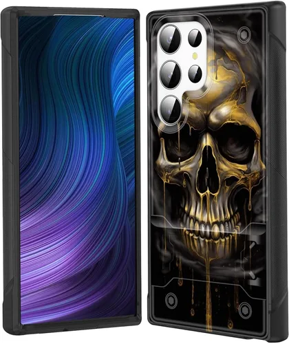 Vista 82 de Funda para Galaxy S24 Plus con soporte, doble capa híbrida de policarbonato duro y silicona suave, resistente a prueba de golpes, funda protectora
