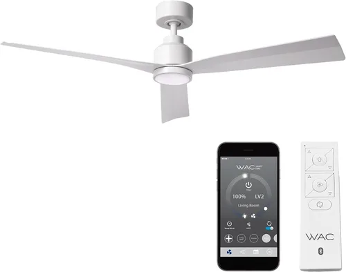 Vista 11 de Ventilador de techo inteligente compatible Clean de 3 aspas para interiores y exteriores, aluminio cepillado de 52 pulgadas con kit de luz LED