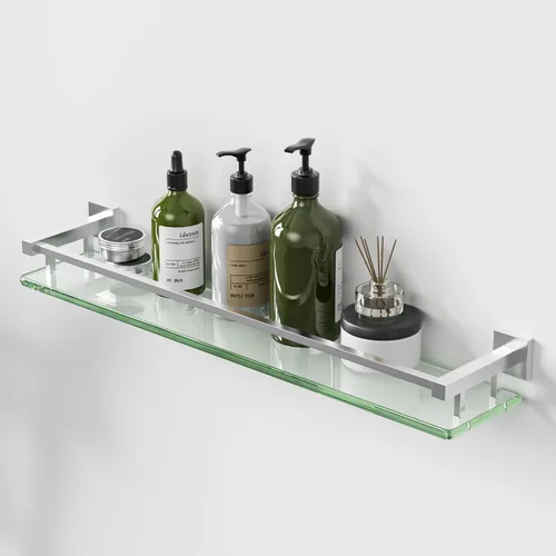 Vista 10 de Estantes de vidrio Alise para pared de baño, estante de baño de vidrio templado montado en la pared, estantes flotantes modernos que ahorran espacio
