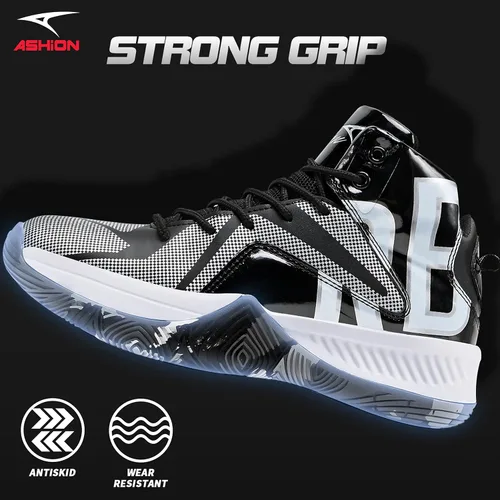 Vista 5 de ASHION Men's Basketball Shoes Mid Basketball Sneakers Non-Slip Outdoor Cushioning Workout Shoes