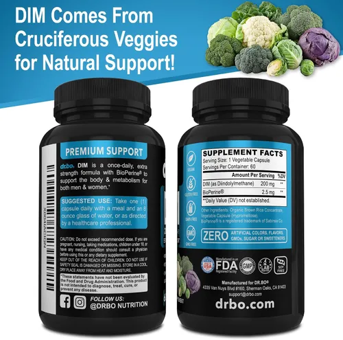 Vista 9 de Suplemento DIM para mujeres y hombres 200 mg – Bloqueador de estrógenos andrógenos para hombres y mujeres, píldoras hormonales para el acné