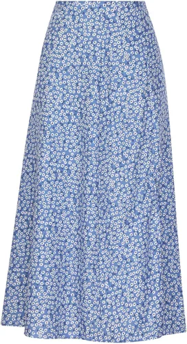 Vista 4 de Falda de mujer grande con estampado floral dividido, línea A, falda midi de cintura alta, casual, falda larga para vestido de verano bohemio