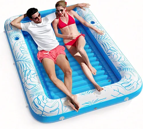 Vista 8 de Jasonwell - Flotador inflable para piscina, 4 en 1, almohadilla para tomar sol para adultos, relajarse en la piscina, flotador lleno de juguetes