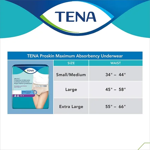 Vista 2 de TENA ProSkin - Ropa interior protectora para incontinencia para mujer, absorción moderada, talla S/M, 20 unidades Desechable