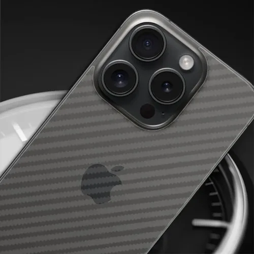Vista 3 de Epivol Protector de pantalla trasera 3D Fibra de carbono Ultra Thin Protector Film para iPhone 15 Pro -2 PC Transparente