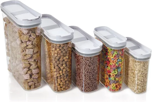 Vista 8 de Copco Contenedor transparente de almacenamiento de cereales de 4.75 cuartos de galón, tapa abatible hermética, plástico sin BPA, organizador