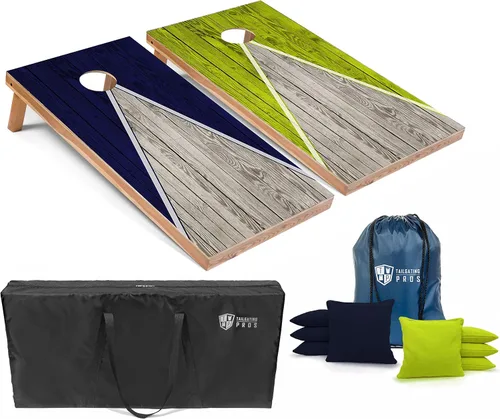 Vista 35 de Tailgating Pros Juego de tablero de Cornhole ligero con diseño piramidal con bolsas de frijoles y estuche de transporte, juego de cornhole