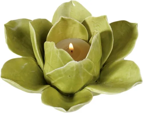 Vista 7 de HomArt Soporte para velas de té Lotus, color blanco